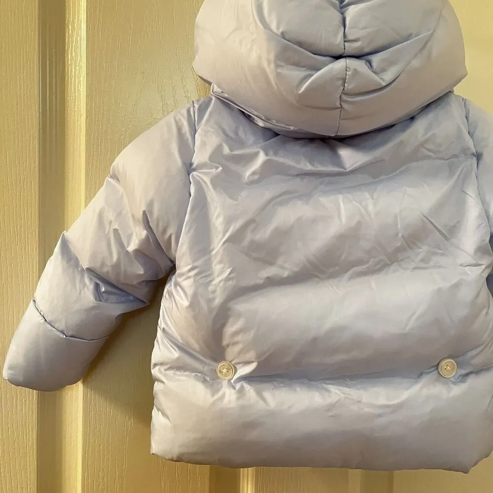 Ralph Lauren Pale Blue Hooded Down Puffer Jacket Baby Boys Size 9 Months